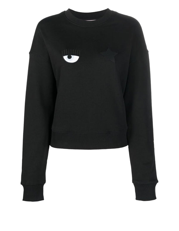 Chiara Ferragni Sweatshirt with Embroidered Logo Black Woman