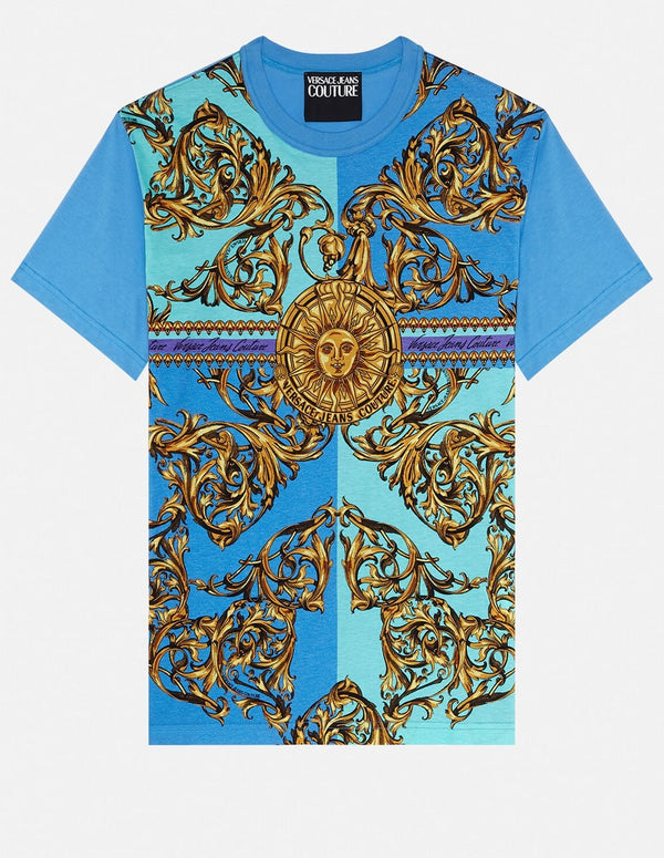 Camiseta Versace Jeans Couture Jewwels con Print Estampado Azul Hombre