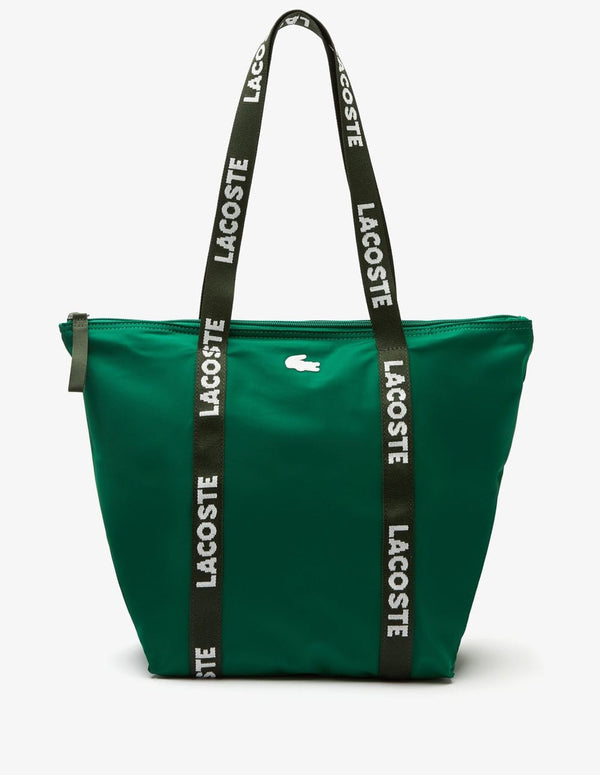 Bolso Lacoste Izzie con Logo en las Asas Verde 26x30x16 cm Mujer