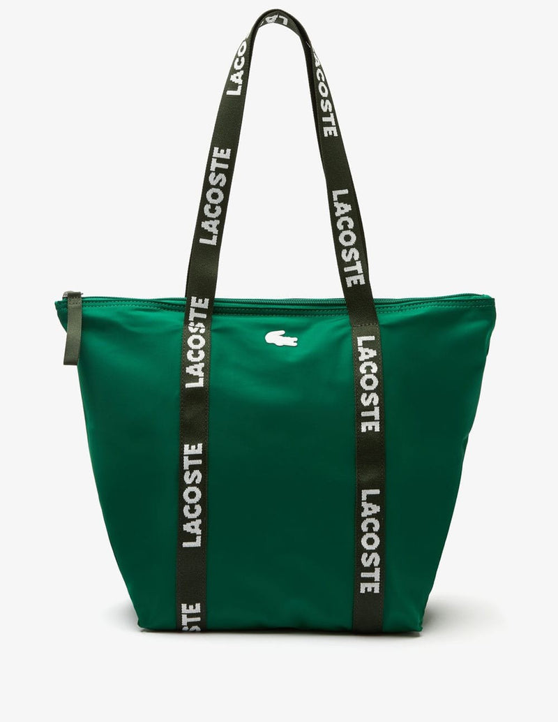 Bolso Lacoste Izzie con Logo en las Asas Verde 26x30x16 cm Mujer