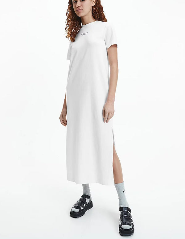 Vestido Maxi Calvin Klein Jeans con Abertura Lateral Blanco Mujer