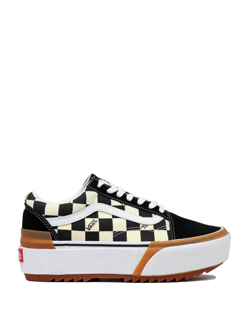 Vans Checkerboard Old Skool Stacked con Plataforma Negras y Blancas Mujer