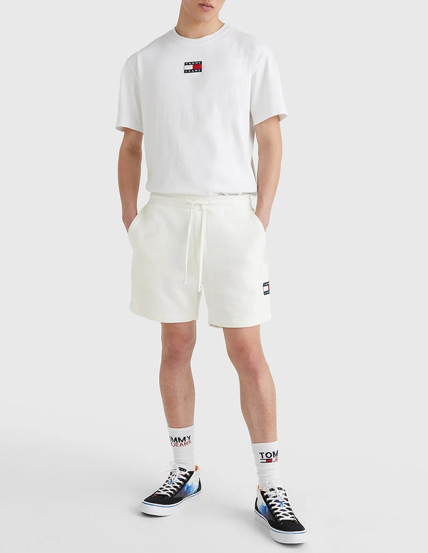 White Tommy Jeans Cargo Shorts with Patch Pocket for Men