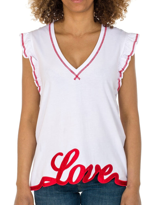 Camiseta Love Moschino sin Mangas con Remate en Raso Blanca Mujer