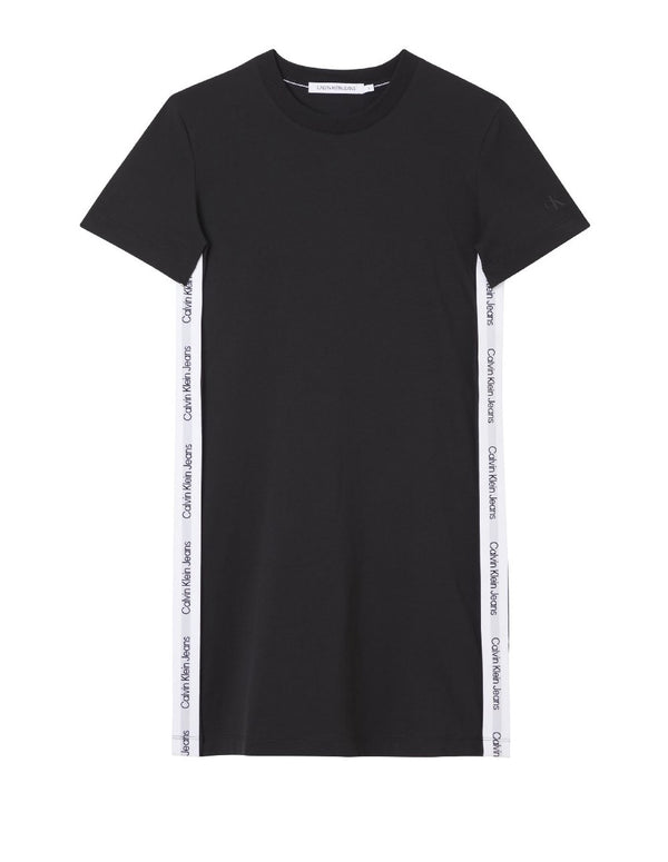 Vestido Calvin Klein Jeans Tipo Camiseta con Cinta con Logo en el Lateral Negro Mujer