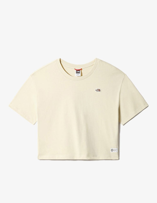 Camiseta Cortita The North Face con Logo Beige Mujer