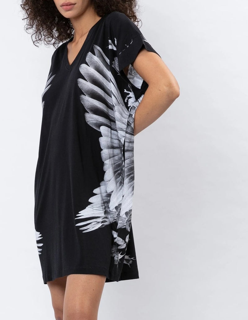 RELIGION Hematite Rose Wings Dress with Black Print Woman