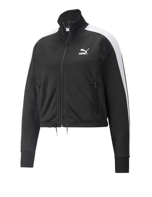 Chaqueta Deportiva Puma Corta con Rayas en las Mangas Negra Mujer