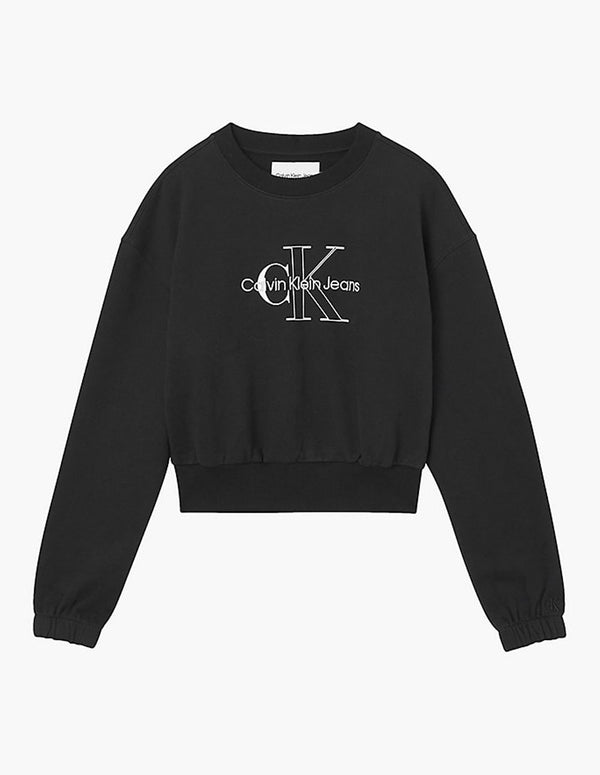 Sudadera Cortita Calvin Klein con Logo Negra Mujer