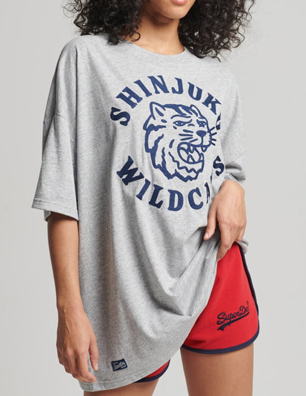 Camiseta Superdry Oversize Gris Mujer