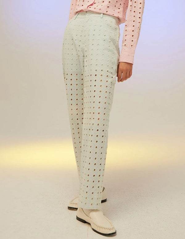 Isabelle Blanche Women's White Embroidered Trousers