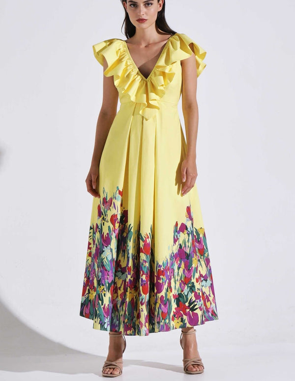 &amp; ME Freya Dress with Yellow Print Woman