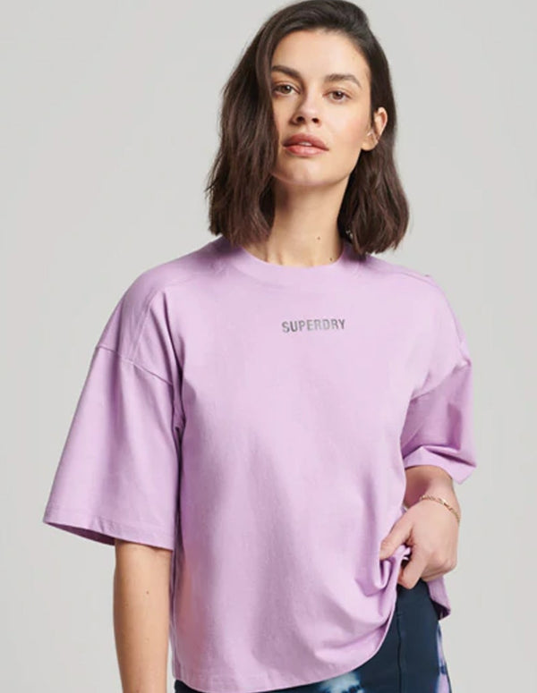 Camiseta Superdry con Logo Violeta Mujer