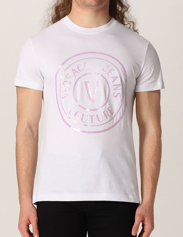 Camiseta Versace Jeans Couture con Logo Circular Blanca Hombre