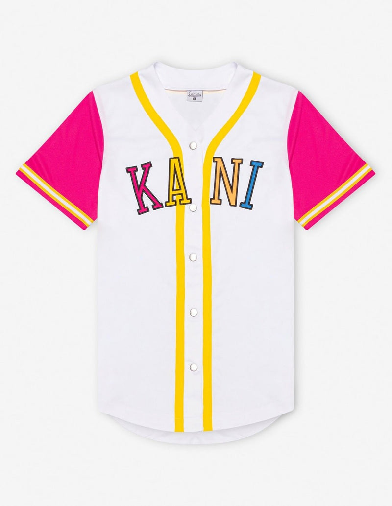 Camiseta Baseball Karl Kani College Block Blanca Mujer