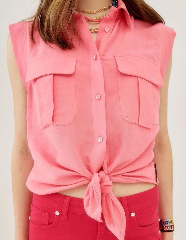 Silvian Heach Pink Sleeveless Shirt for Women