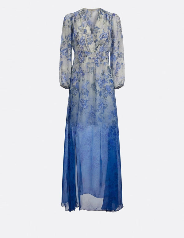 GUESS Women's Blue Printed Long Dress