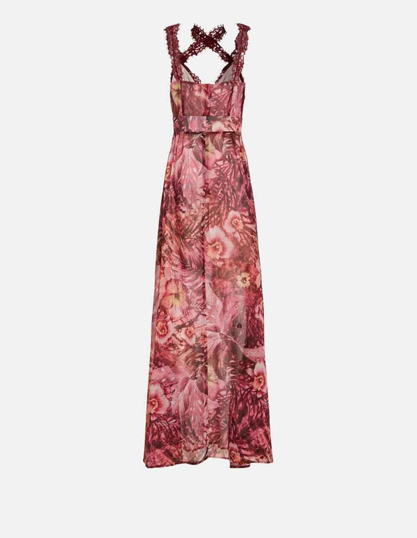 GUESS Women's Multicolored Printed Strappy Long Dress