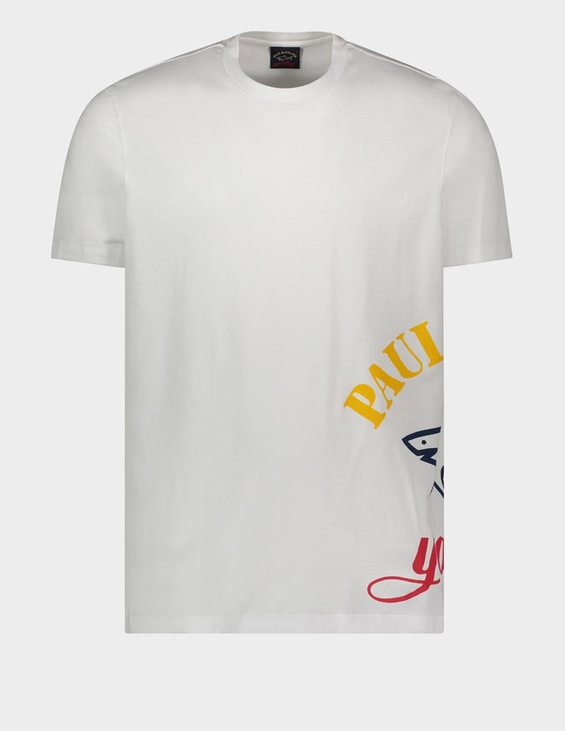 Camiseta Paul & Shark de Algodón Orgánico con Logo Estampado Blanca Hombre