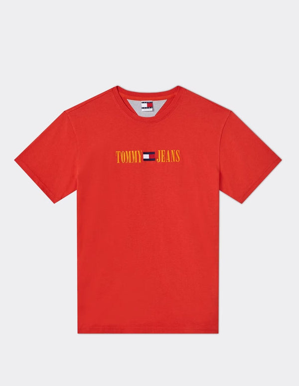 Camiseta Tommy Jeans Pop Linear Logo Roja Hombre