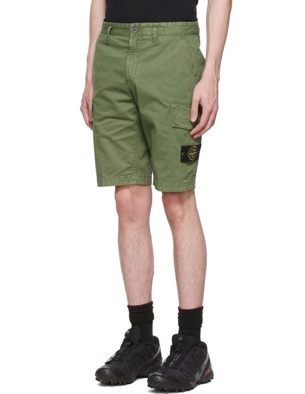 Stone Island Shorts with Green Logo Patch Men