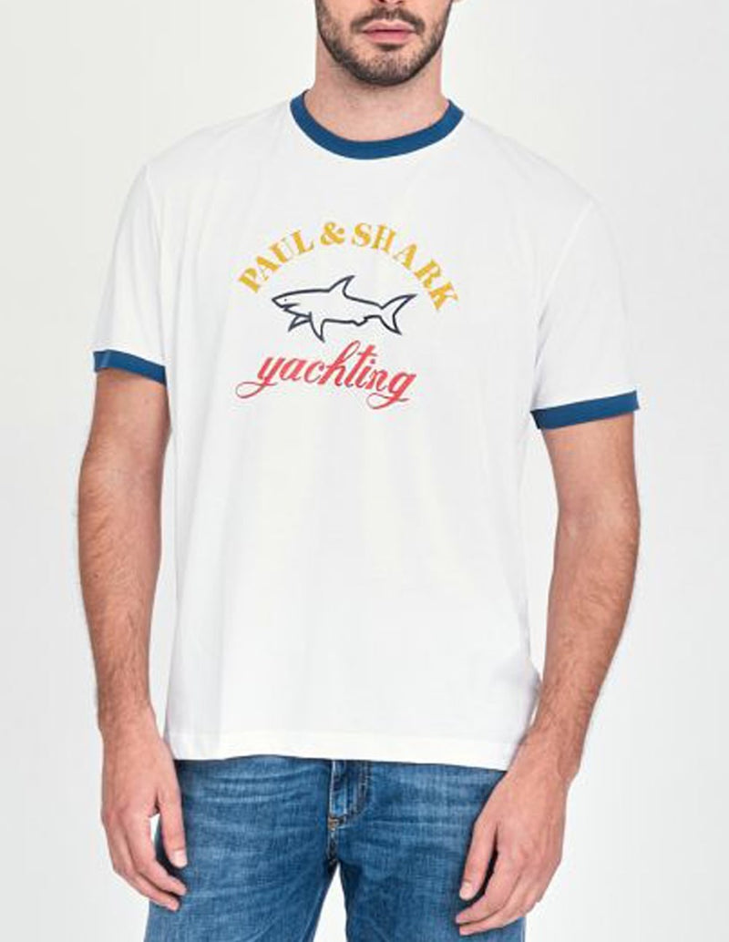Camiseta Paul Shark de Algodón Orgánico Blanca Hombre – Capitan