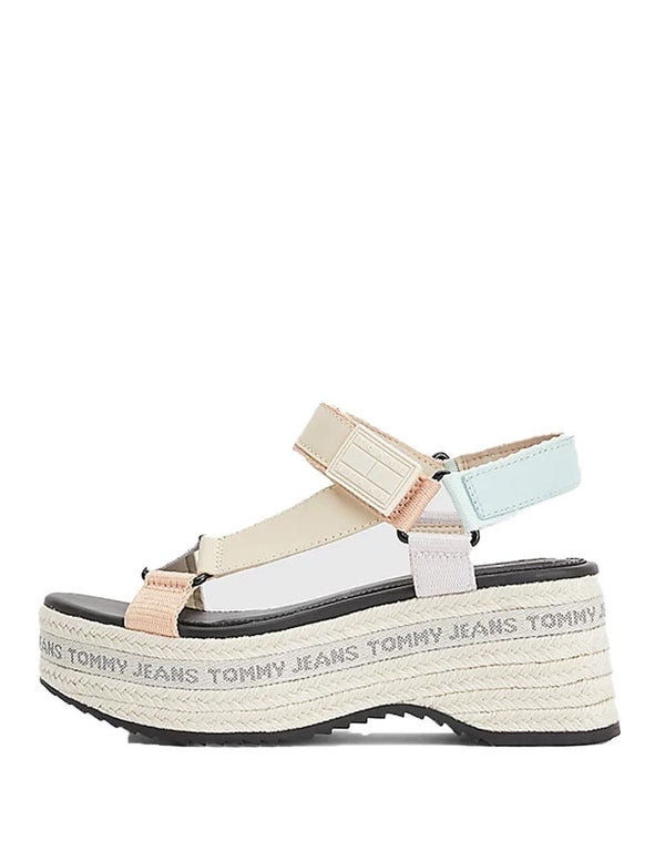 Tommy Jeans Leather Sandals with Multicolored Platform for Women