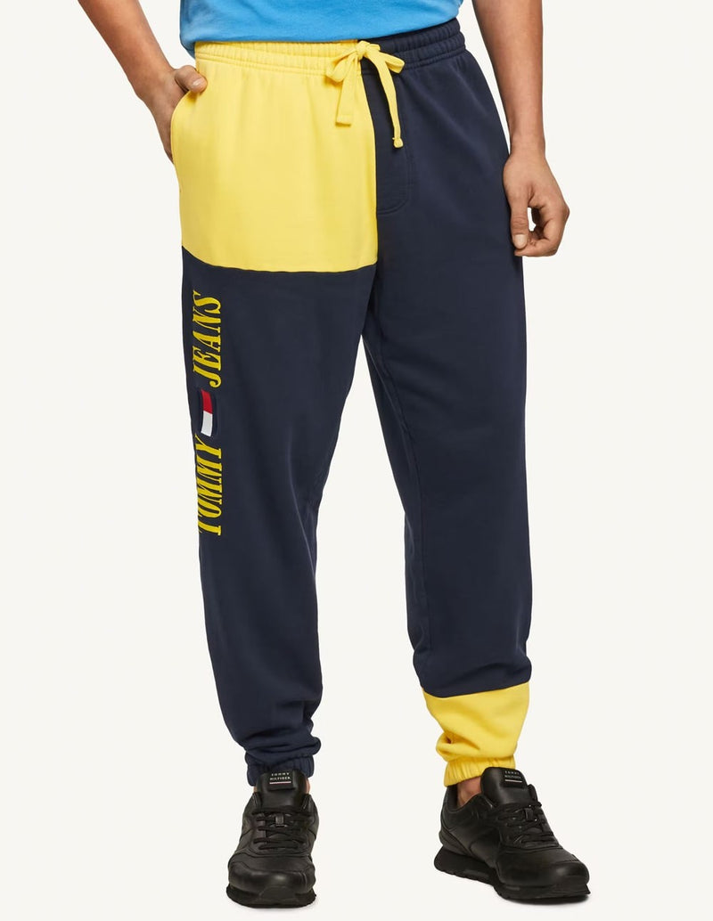 Tommy Jeans Pop Colourblock Navy Blue and Yellow Men's Sweatpants