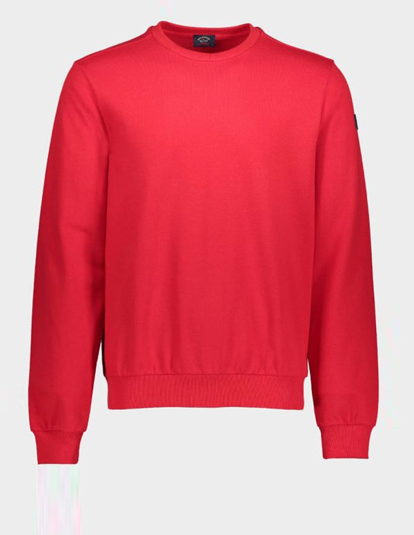 Paul &amp; Shark Men's Red Organic Cotton Badge Sweatshirt
