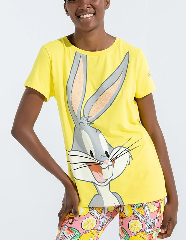 FRACOMINA Over Fit T-shirt with Yellow Looney Tunes Print for Woman