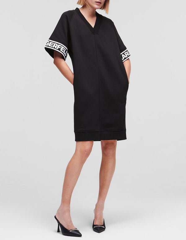 Vestido Karl Lagerfeld Amplio con Logo en las Mangas Negro Mujer