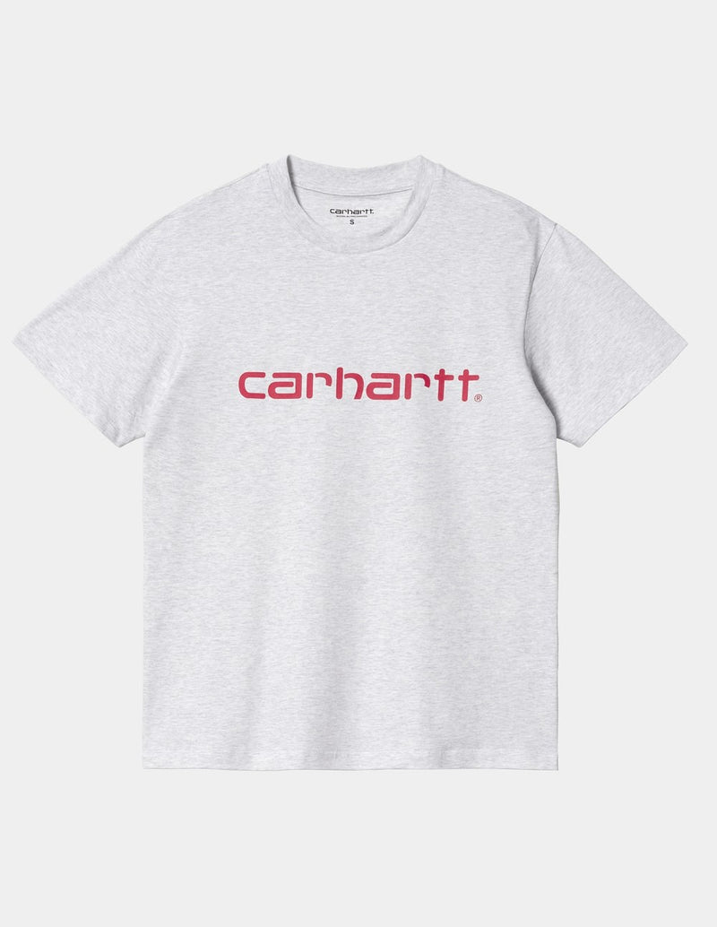 Camiseta Carhartt WIP Script con Logo Gris Mujer