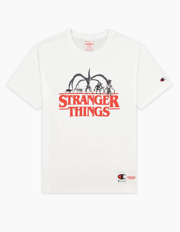 Camiseta Champion x Stranger Things Blanca Unisex