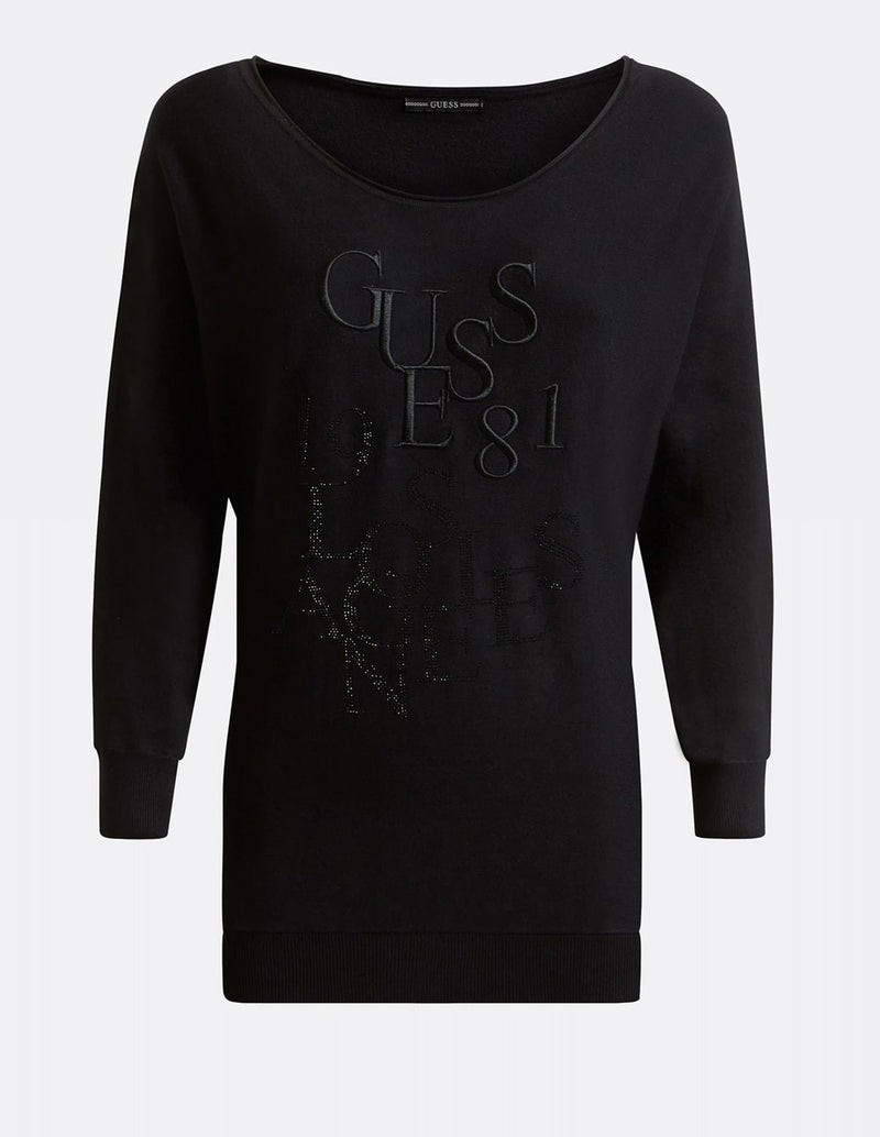 GUESS Sweater with Central Logo Black Woman