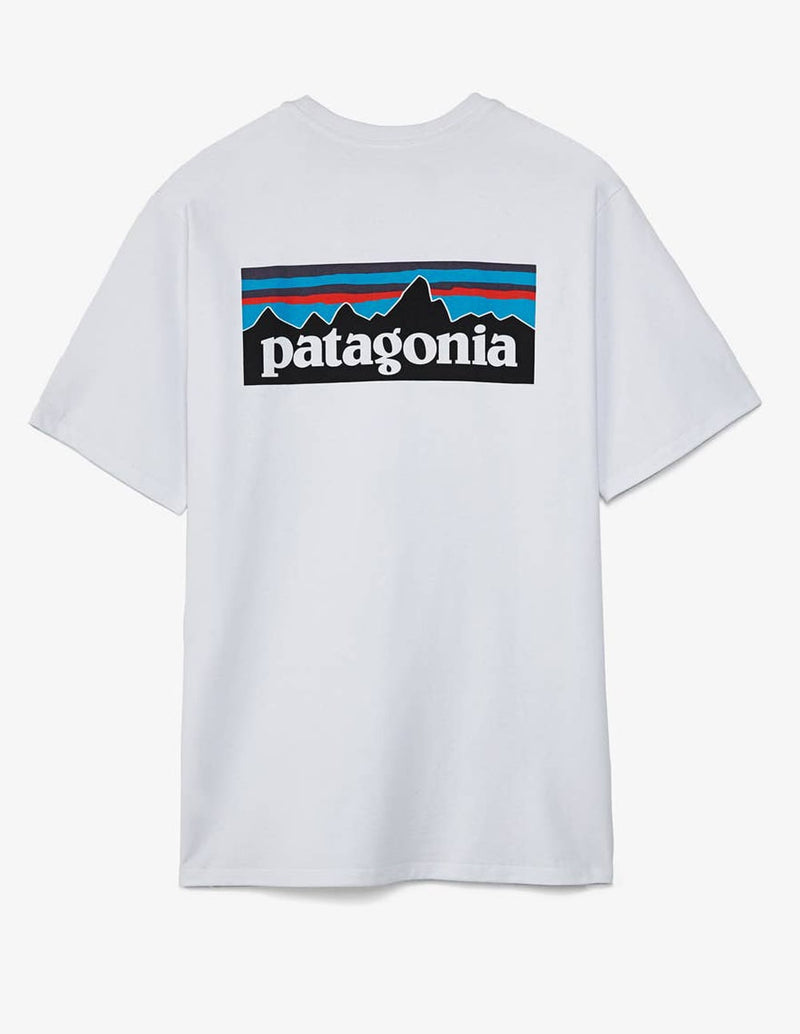 Camiseta Patagonia P-6 Logo Responsibili Blanca Hombre