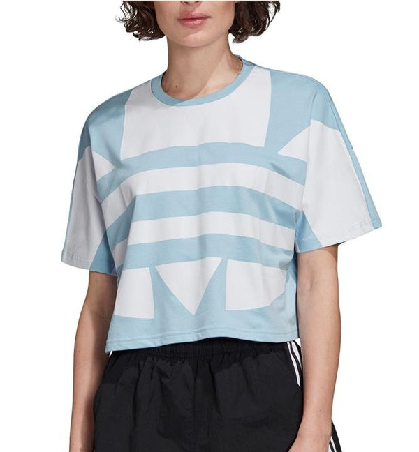 adidas Logo White and Blue Women's T-shirt