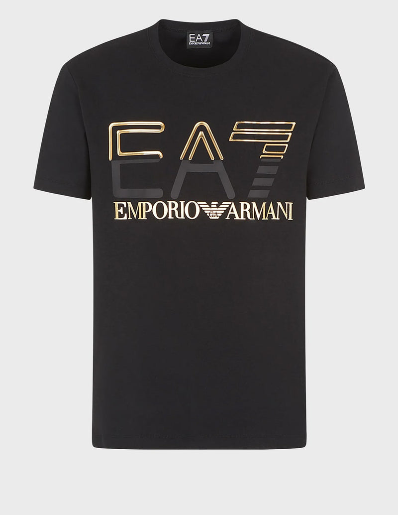 Emporio Armani EA7 Black Stretch Cotton T-shirt for Man