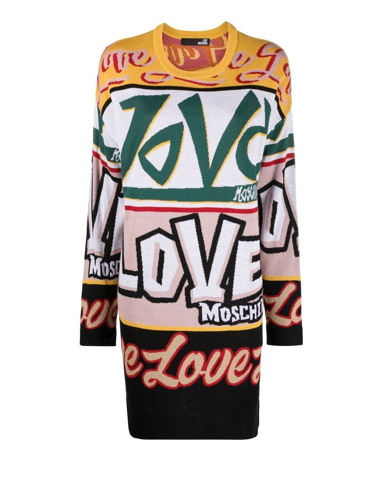 Women's Love Moschino Multicolor Printed Knit Dress