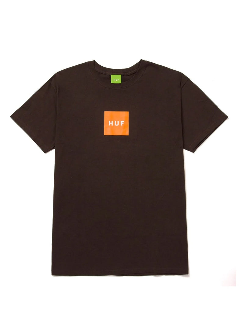 Camiseta HUF Essentials Box Logo Marrón Hombre