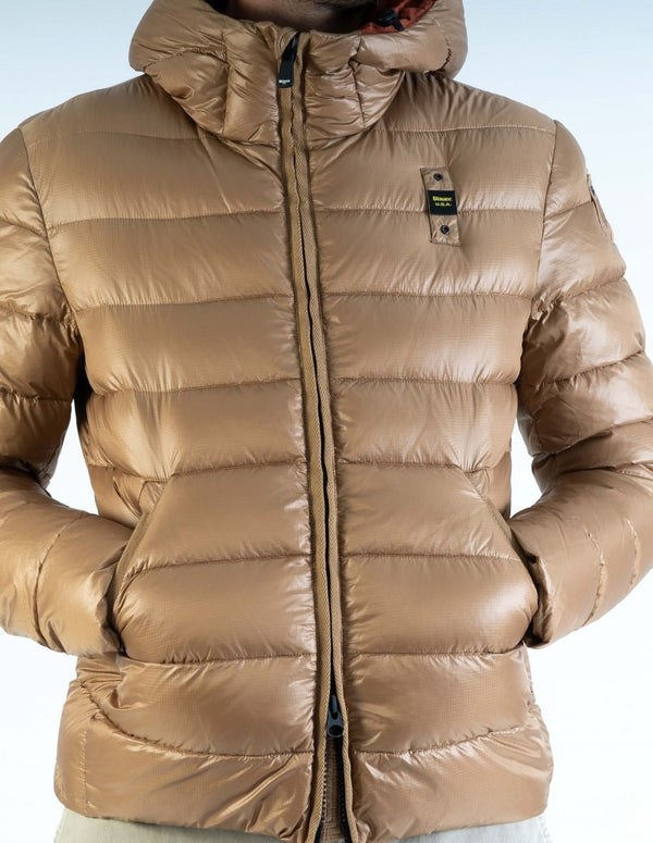 Blauer USA Eco Virgil Down Jacket with Hood Brown Man