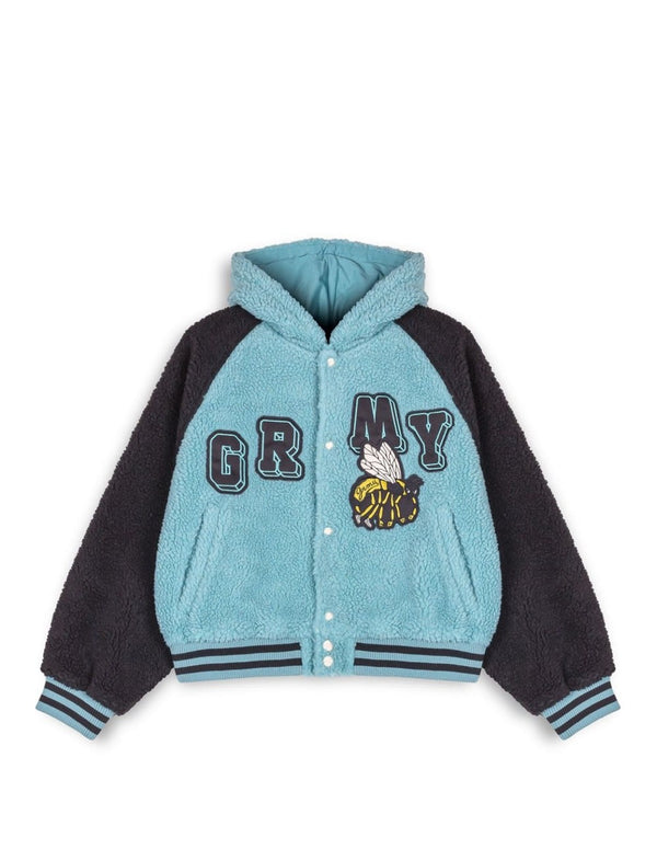 Chaqueta Sherpa Grimey Hive con Capucha Azul Mujer