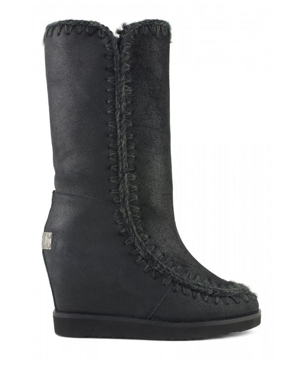 Women's Black MOU Boots with Interior Heel
