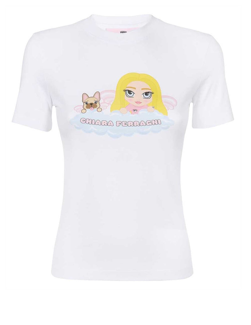 Camiseta Chiara Ferragni con Estampado Blanca Mujer