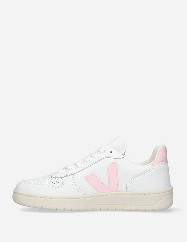 Veja V-10 Leather White and Pink Woman