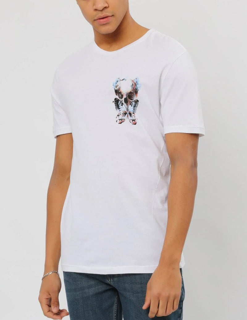 Camiseta RELIGION Butterfly Skull Blanca Hombre