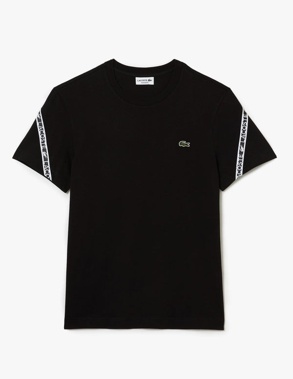Lacoste T-shirt with Printed Logo on the Sleeves Black Man