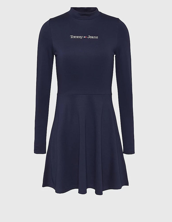 Tommy Jeans Dress with Flare and Logo Navy Blue Woman