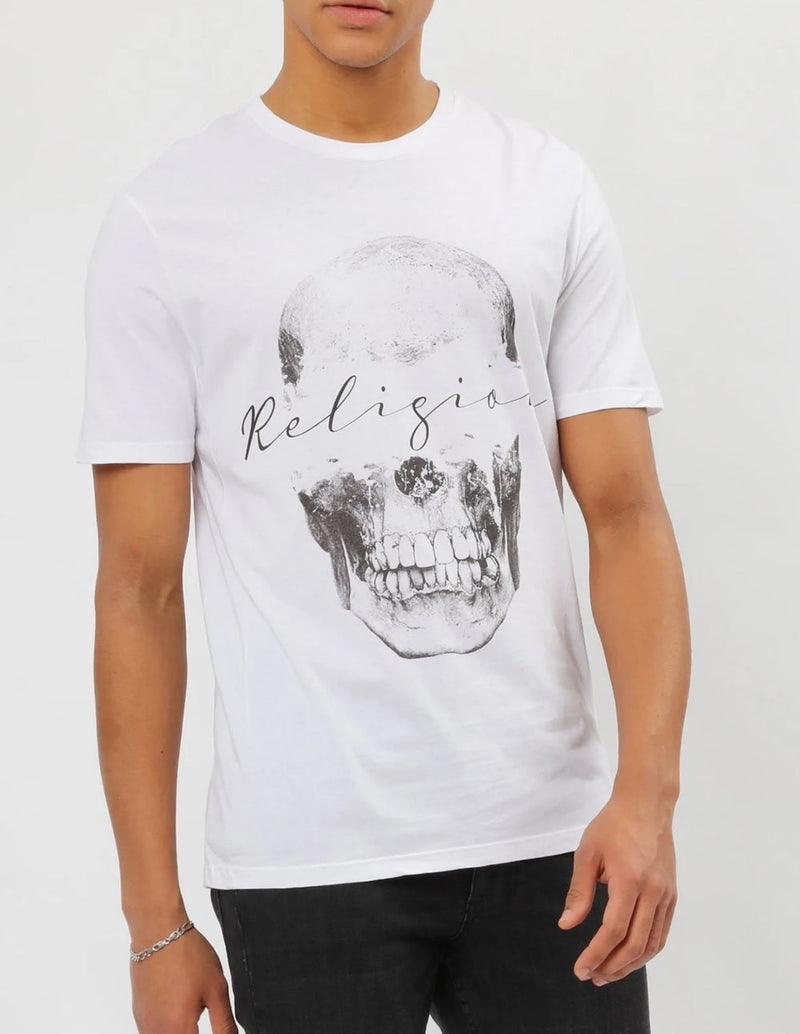 Camiseta RELIGION Split Skull Blanca Hombre