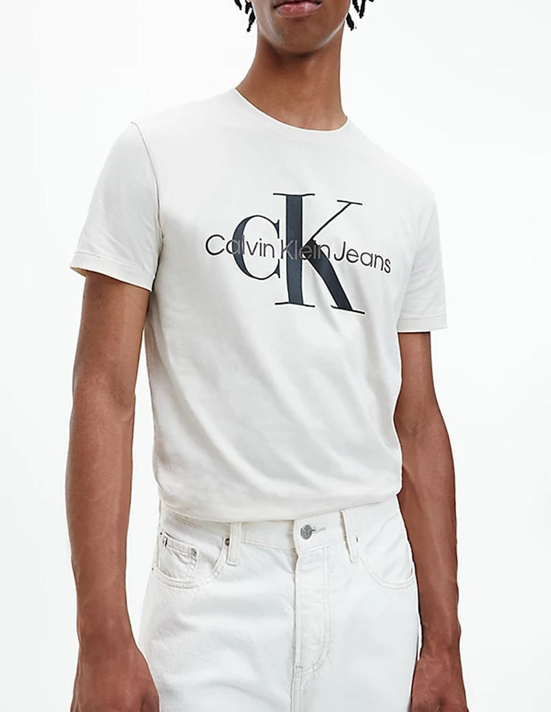 Camiseta Calvin Klein Jeans de Algodón Orgánico con Logo Beige Hombre