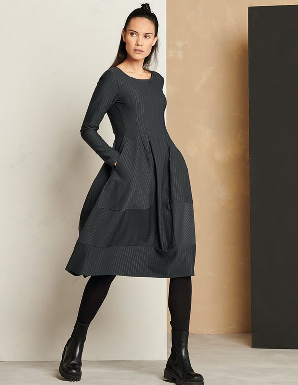 Women's High Dress with Gray Stripes